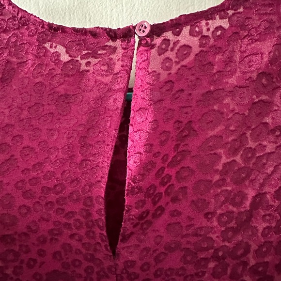 & Other Stories purple leopard print sheer puff sleeve blouse - Picture 6 of 11